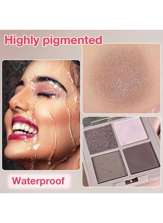 MGL 4Colors Eyeshadow Makeup Palette,Rose Gold Brown Natural Neutral Powde Eye Shadow Palette for Older Women,Long Lasting Naturing-Looking,Lightweight,Waterproof,Eye Makeup Kit Travel Size,#02 - Image 4